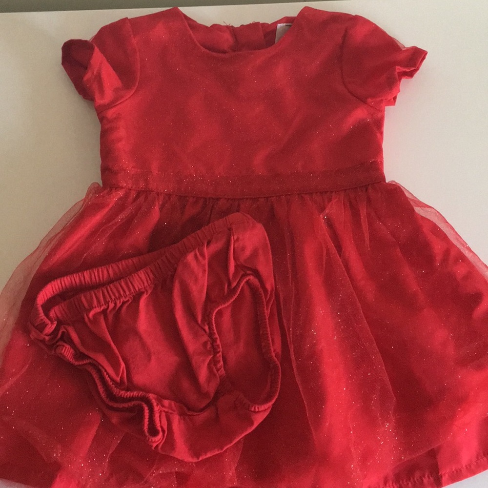 Red With Gold Glitter Tulle Dress- Carters